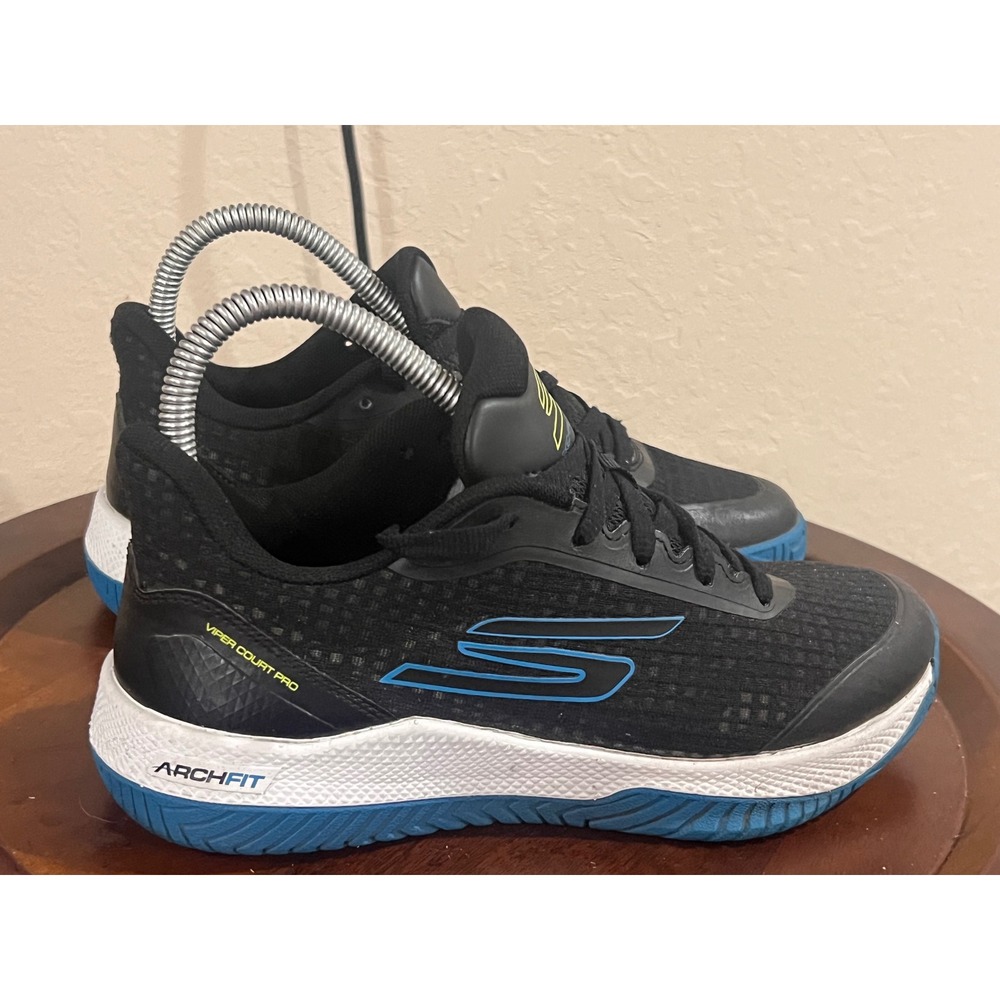 Skechers‎ Viper Court Pro Pickleball Shoes Black Blue 172069 Womens 6 Arch Fit